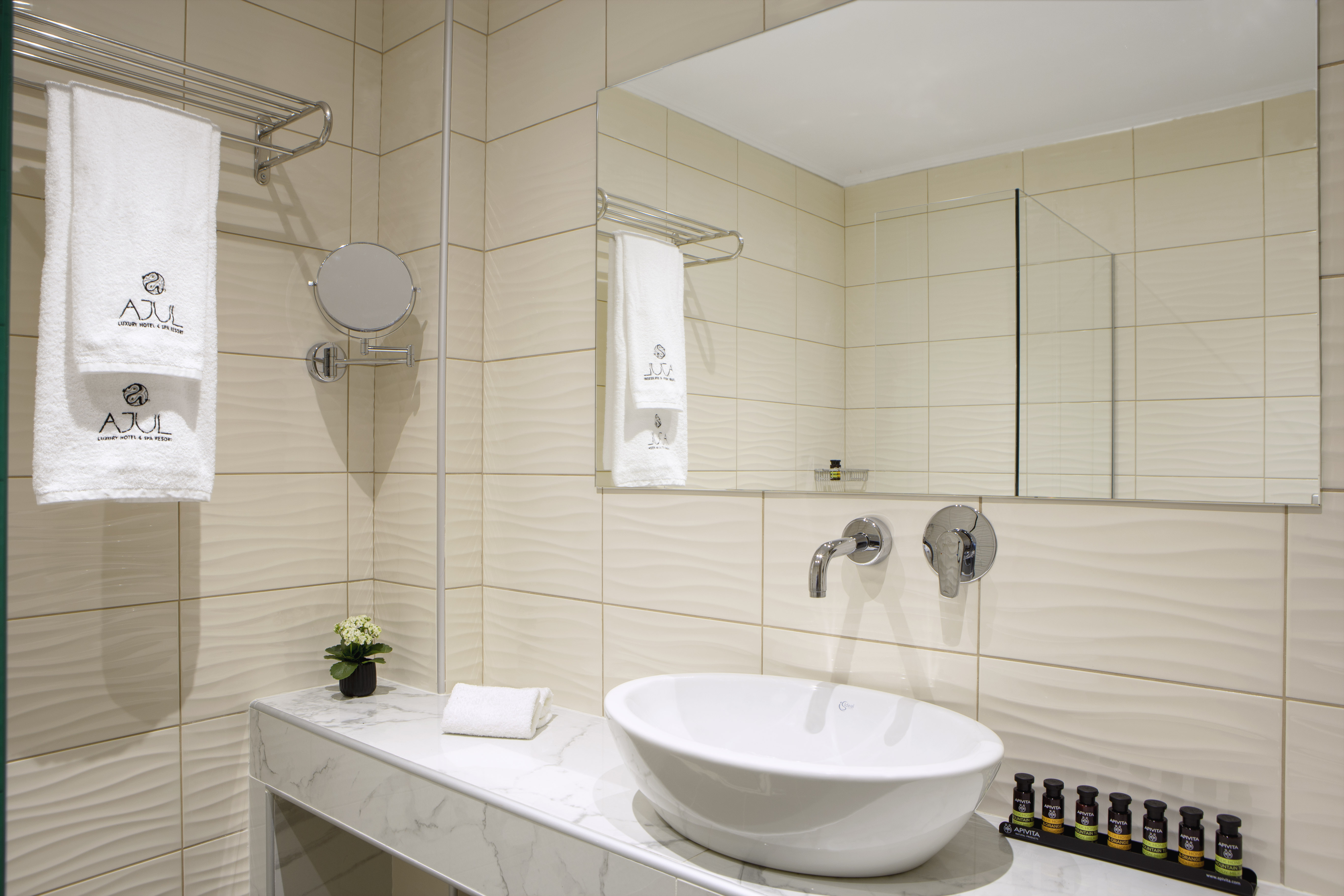 Guest room bath at the Zeus Eleva Ajul, a Registry Collection Hotel in Agia Paraskevi Chalikidi, Other than US/Canada