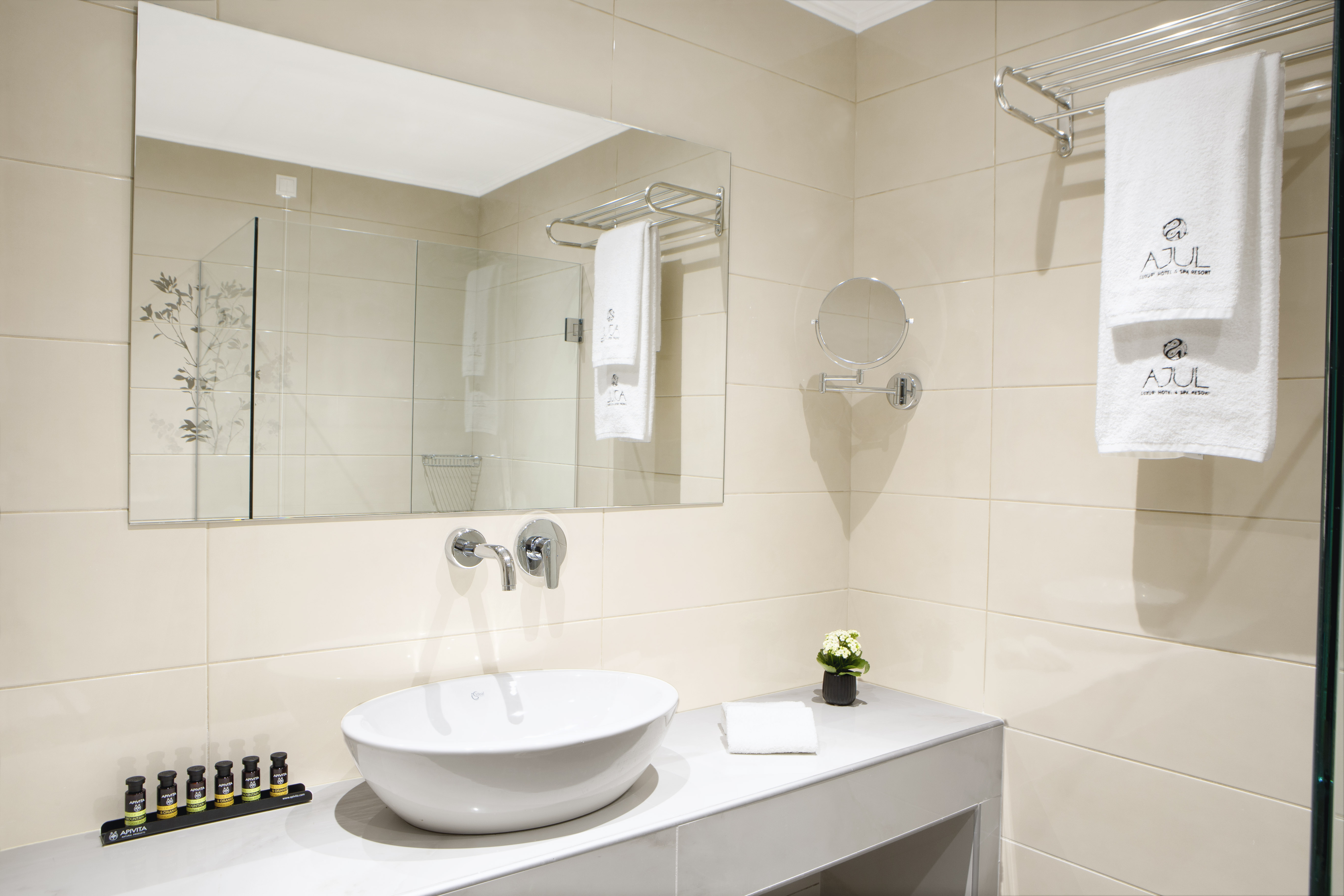 Guest room bath at the Zeus Eleva Ajul, a Registry Collection Hotel in Agia Paraskevi Chalikidi, Other than US/Canada