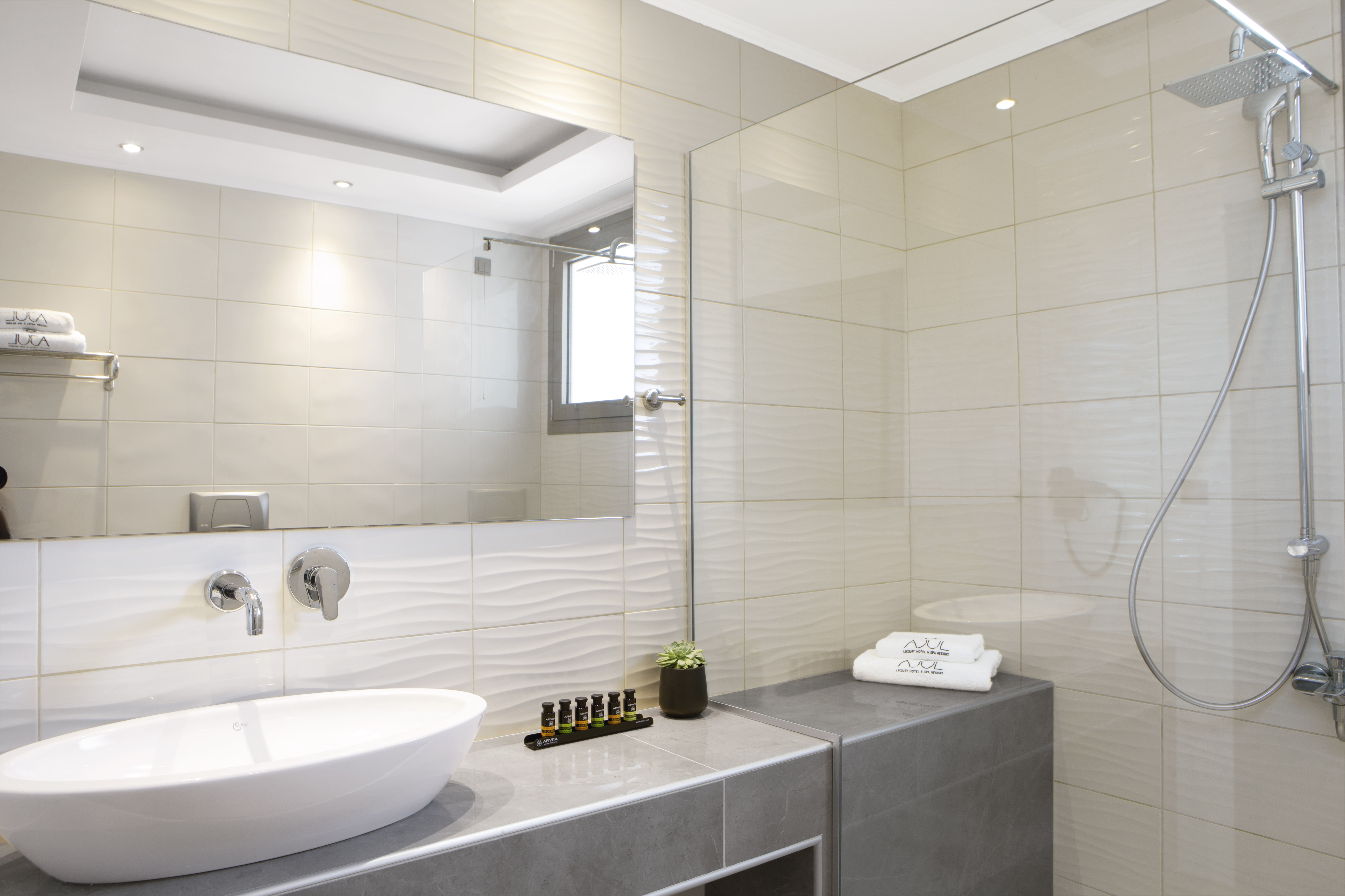 Guest room bath at the Zeus Eleva Ajul, a Registry Collection Hotel in Agia Paraskevi Chalikidi, Other than US/Canada