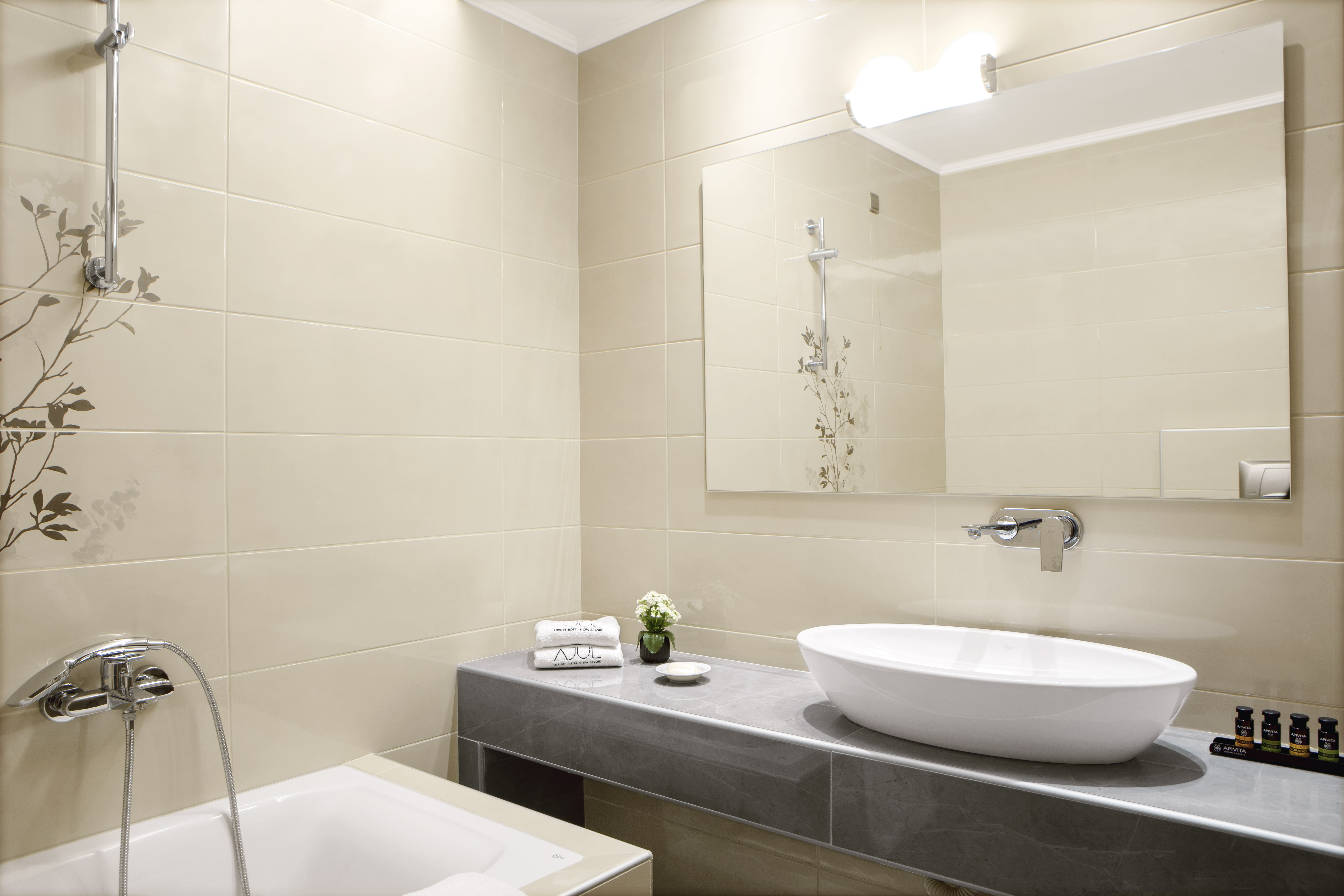 Guest room bath at the Zeus Eleva Ajul, a Registry Collection Hotel in Agia Paraskevi Chalikidi, Other than US/Canada
