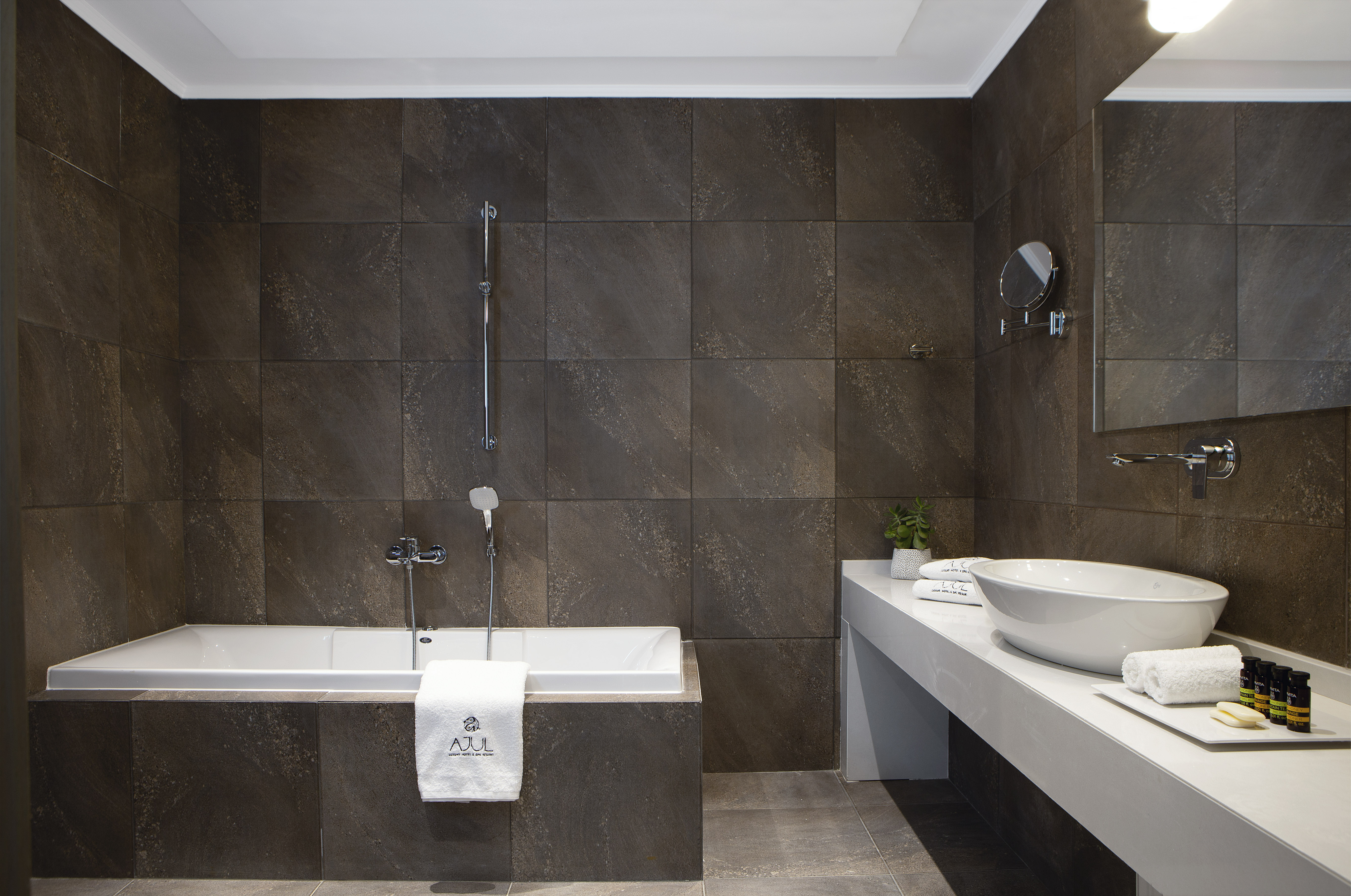 Guest room bath at the Zeus Eleva Ajul, a Registry Collection Hotel in Agia Paraskevi Chalikidi, Other than US/Canada