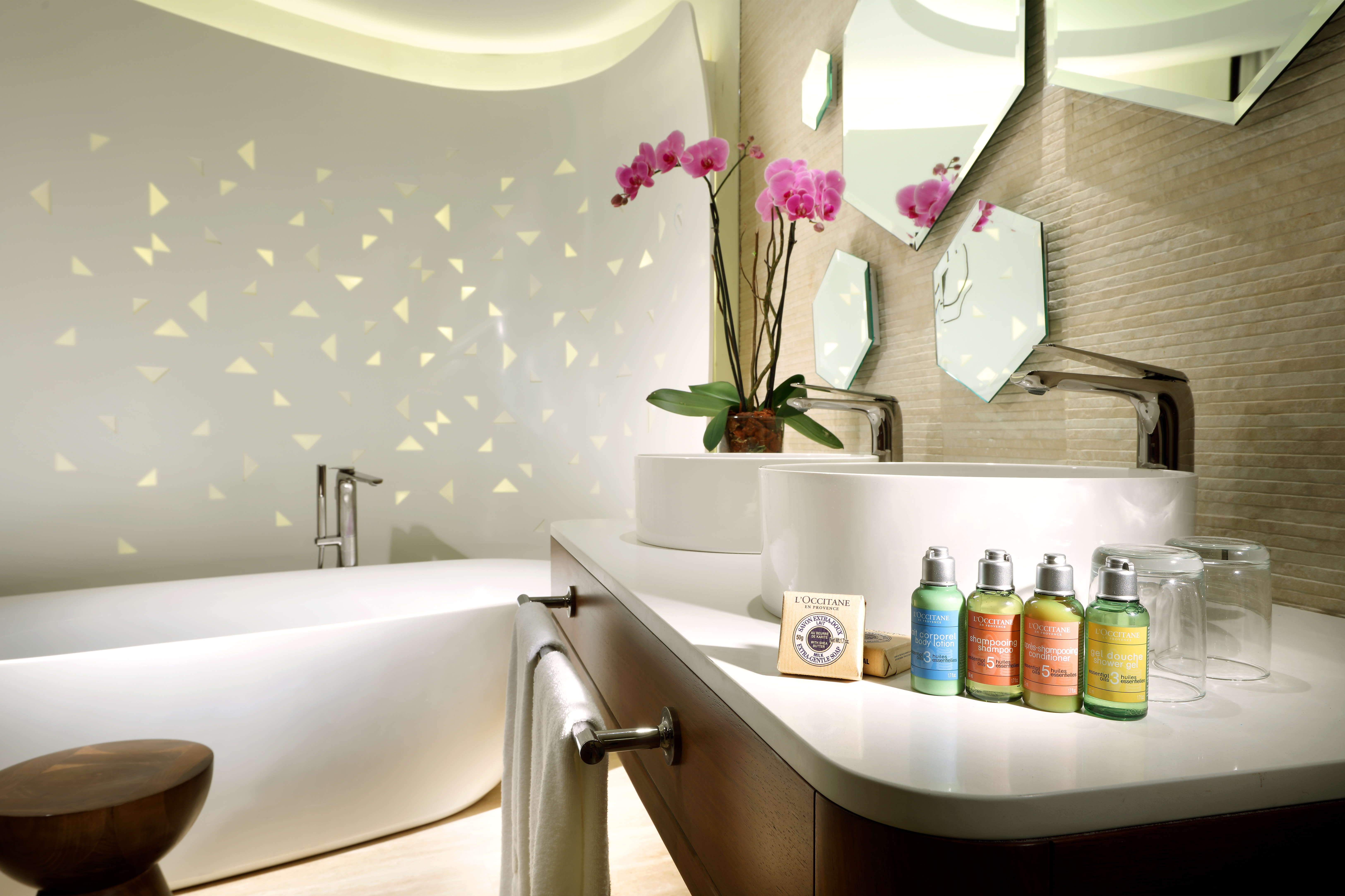 Guest room bath at the TRS Coral Costa Mujeres, a Registry Collection Hotel in Cancun, Other than US/Canada