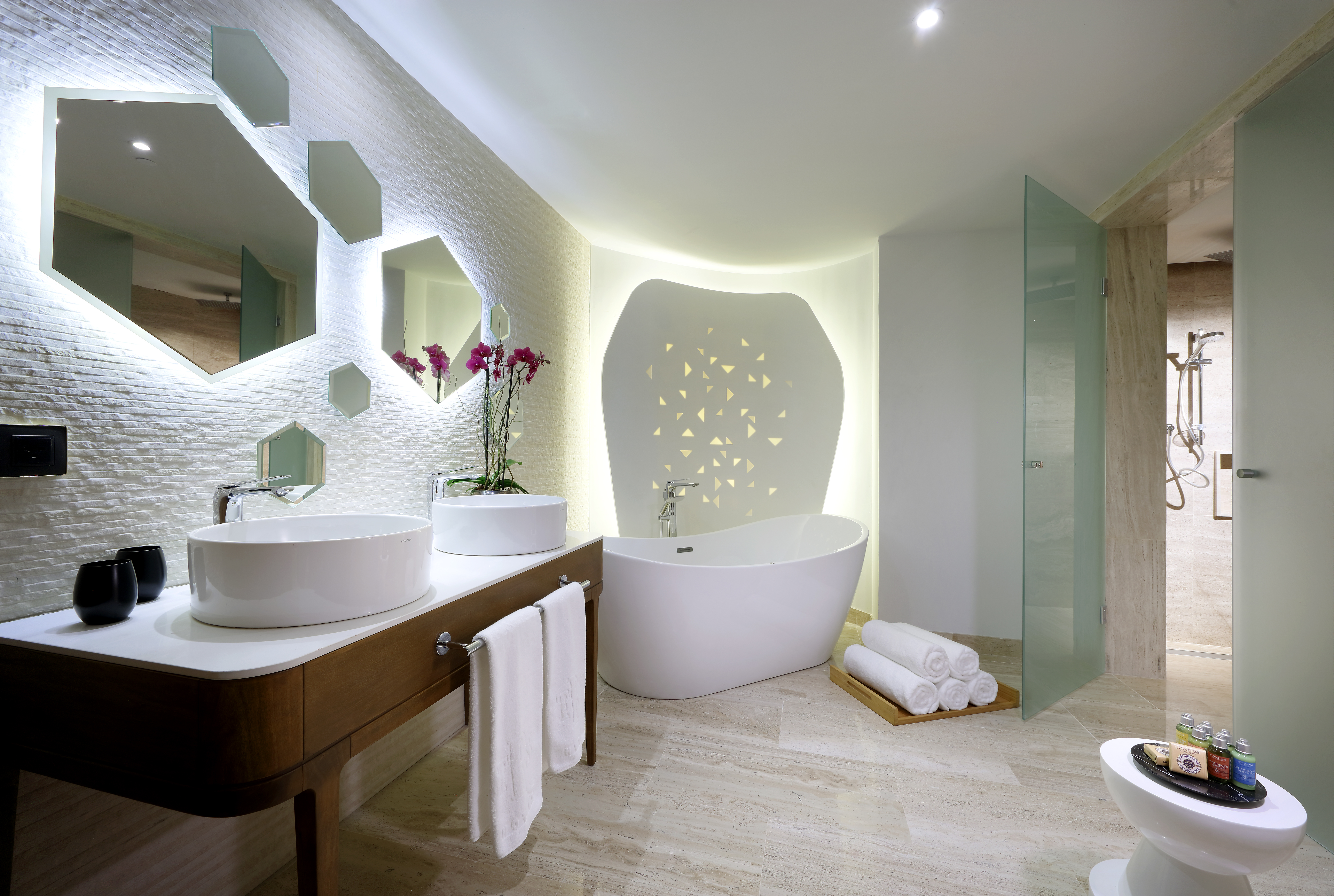 Guest room bath at the TRS Coral Costa Mujeres, a Registry Collection Hotel in Cancun, Other than US/Canada