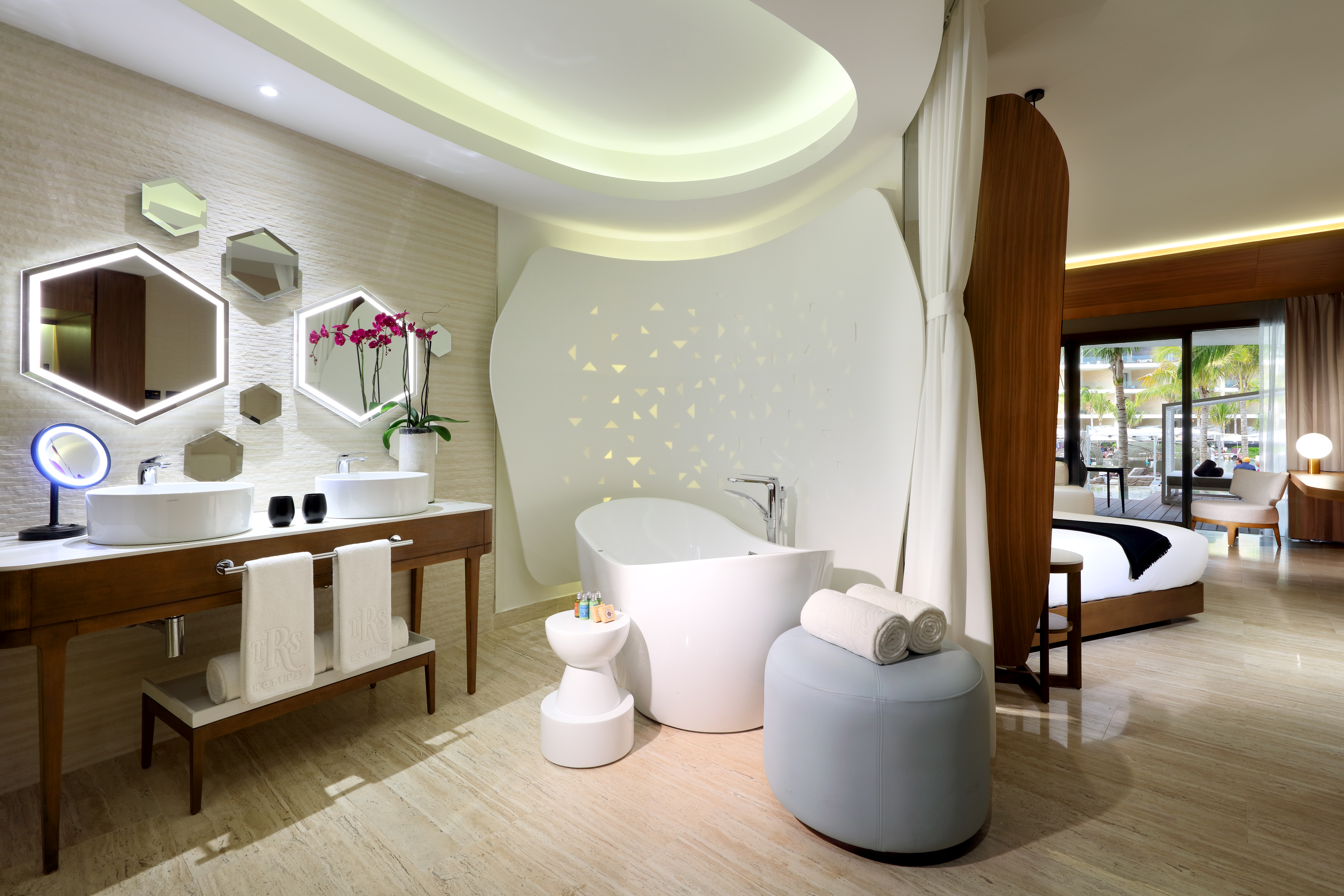 Guest room bath at the TRS Coral Costa Mujeres, a Registry Collection Hotel in Cancun, Other than US/Canada