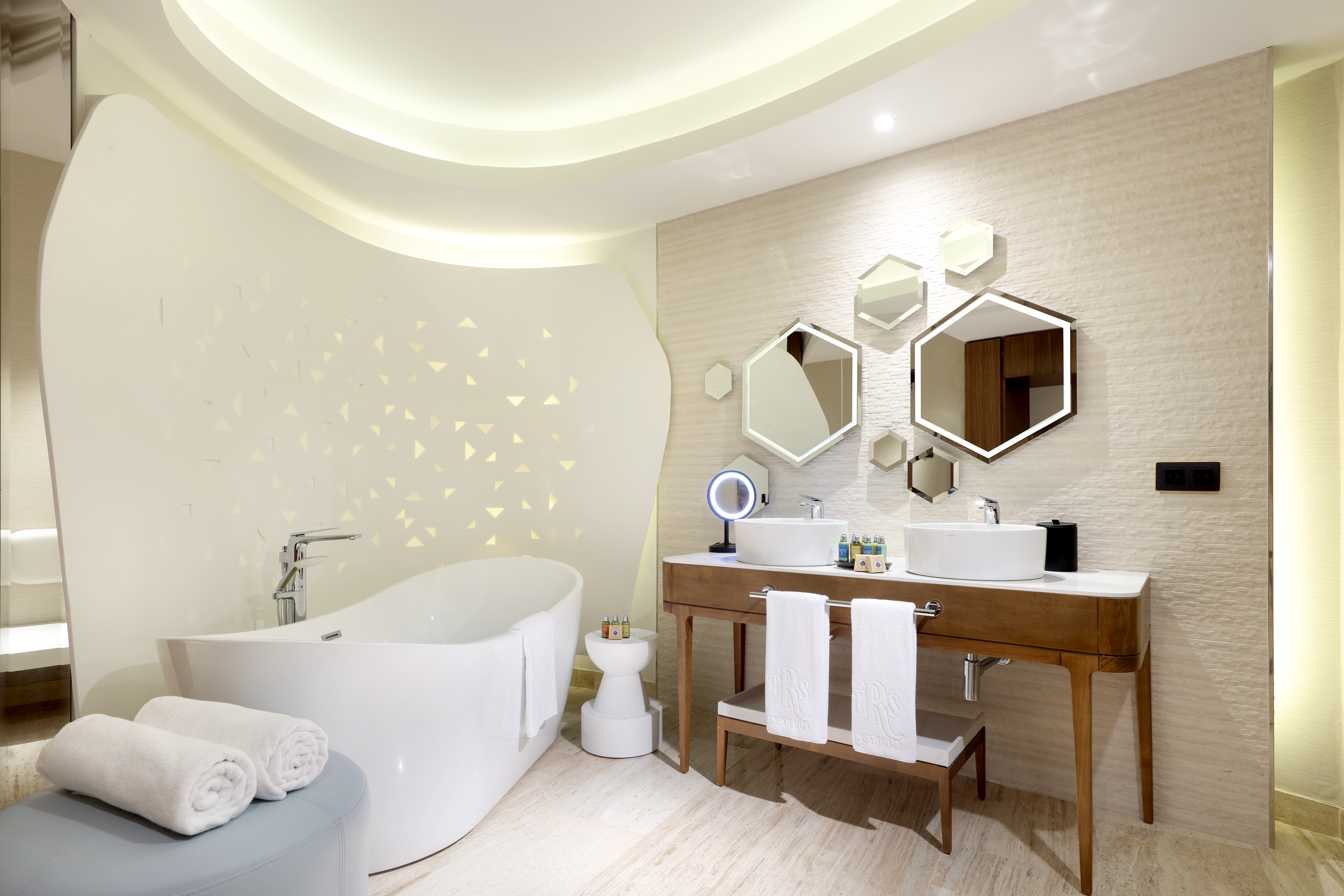 Guest room bath at the TRS Coral Costa Mujeres, a Registry Collection Hotel in Cancun, Other than US/Canada