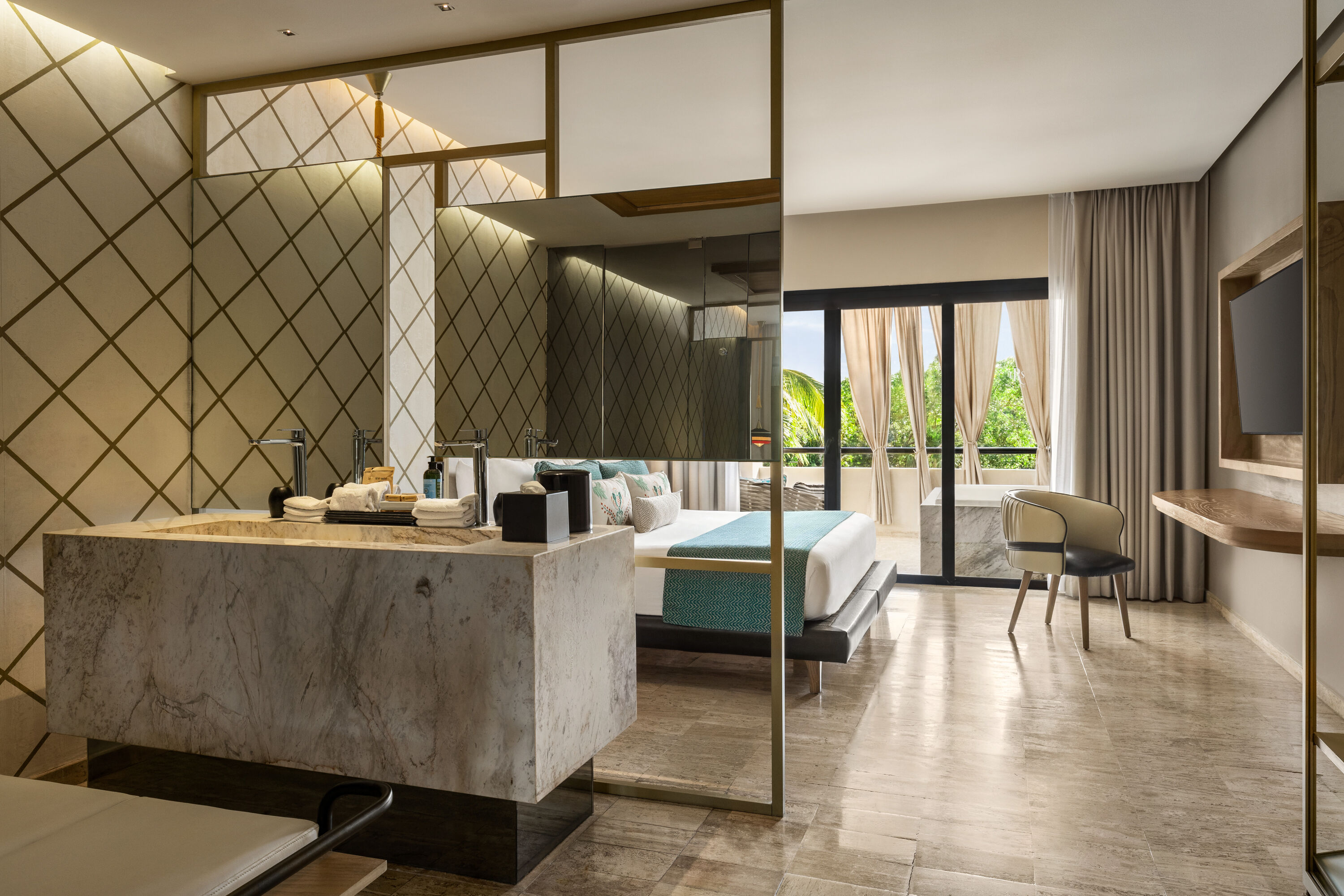 Guest room bath at the TRS Yucatan Riviera Maya, Adults Only - All Inclusive Resort in Riviera Maya, Other than US/Canada
