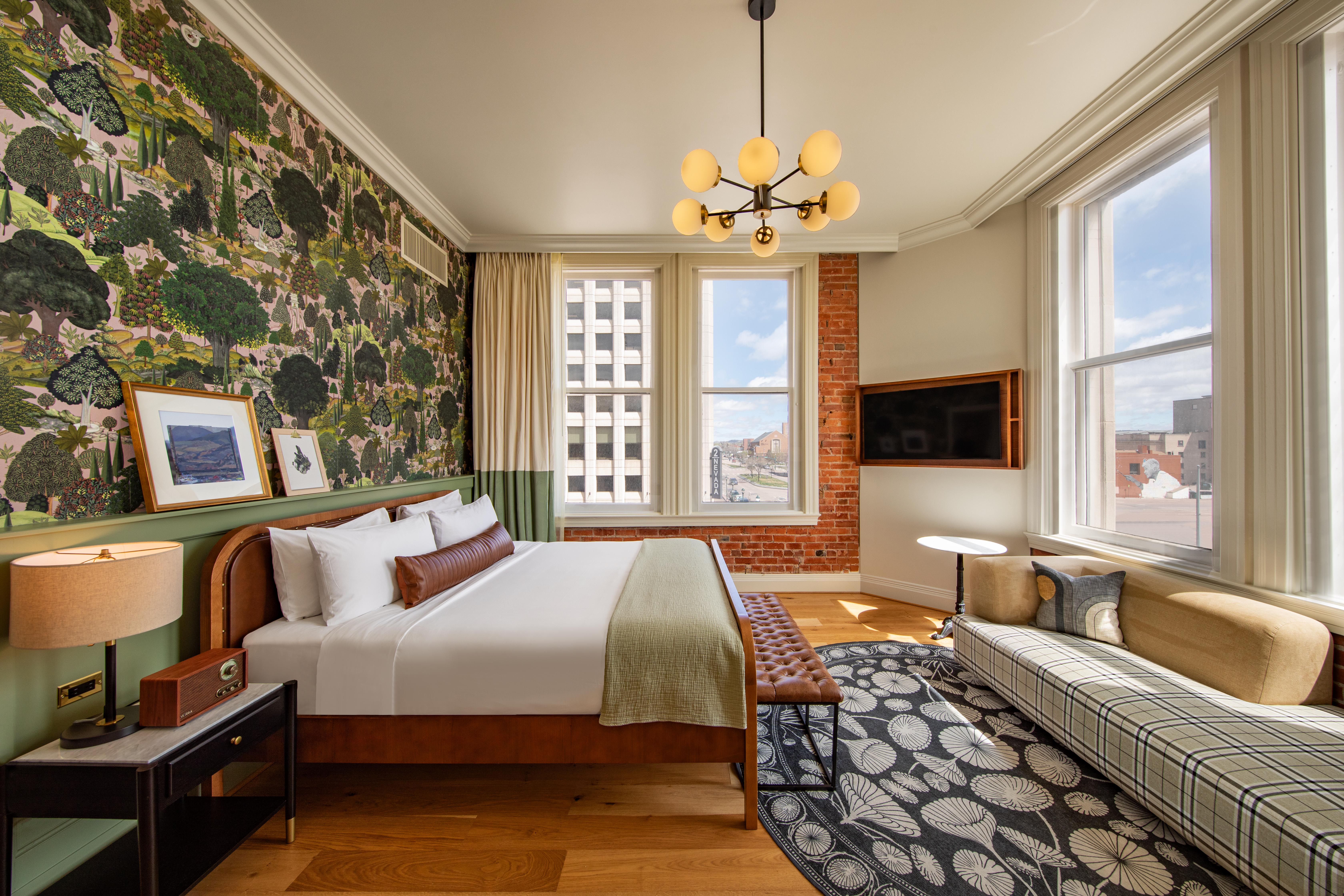 Guest room at the The Mining Exchange Hotel, a Registry Collection Hotel in Colorado Springs, Colorado