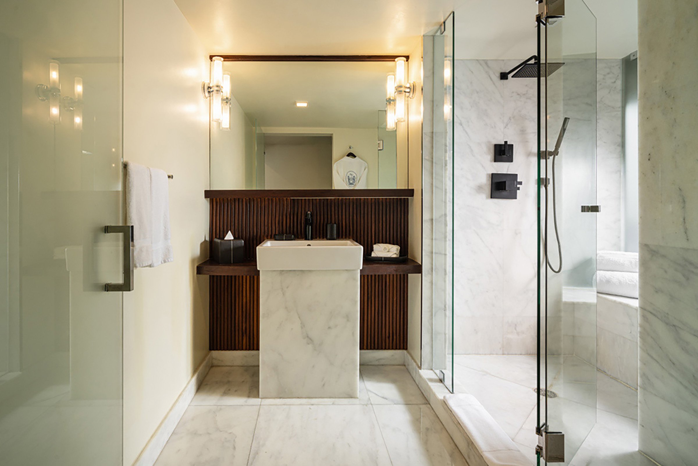 Guest room bath at the Balfour Miami Beach, a Registry Collection Hotel in Miami Beach, Florida