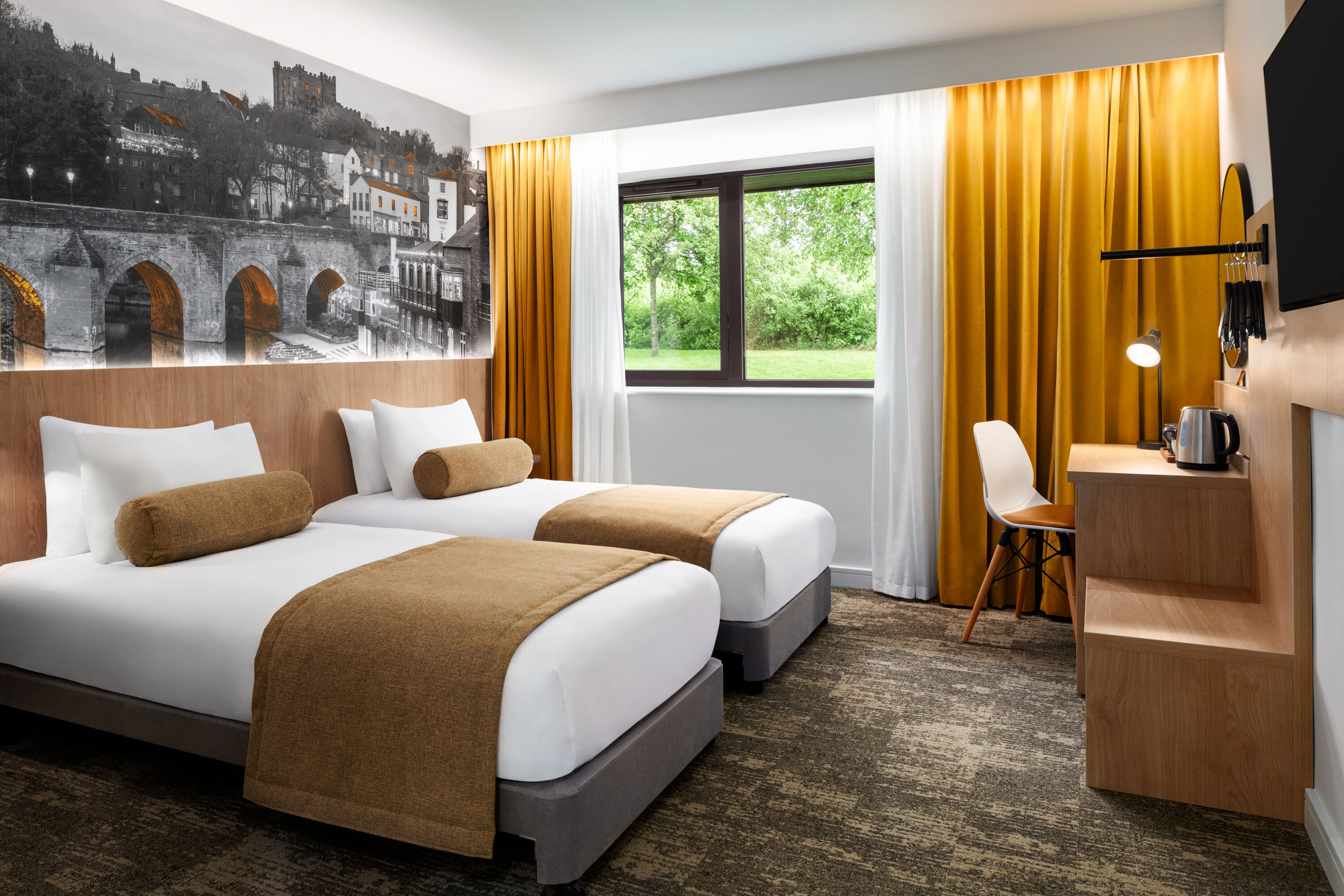 Guest room at the Super 8 by Wyndham Durham in Durham, Other than US/Canada