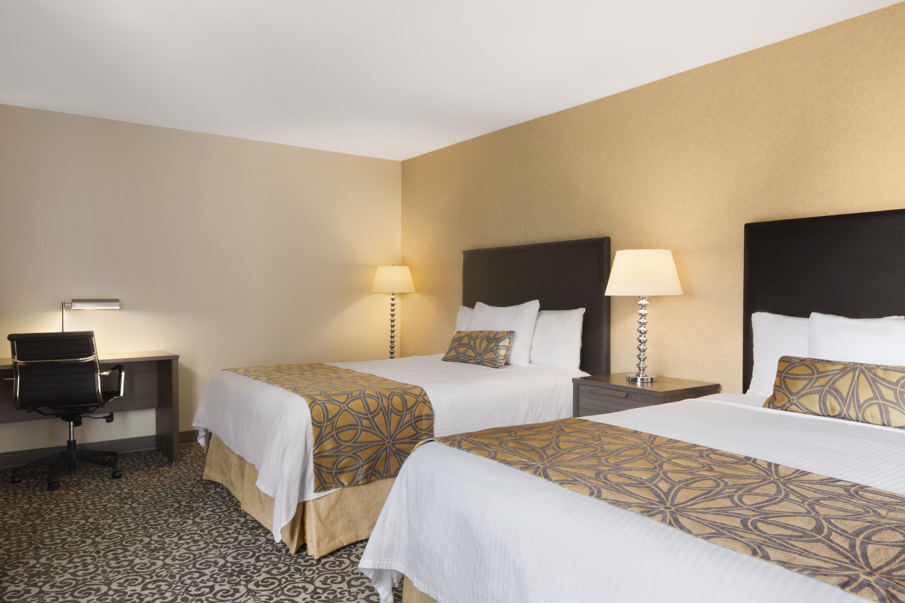 Guest room at the Travelodge by Wyndham Niagara Falls Fallsview in Niagara Falls, Ontario