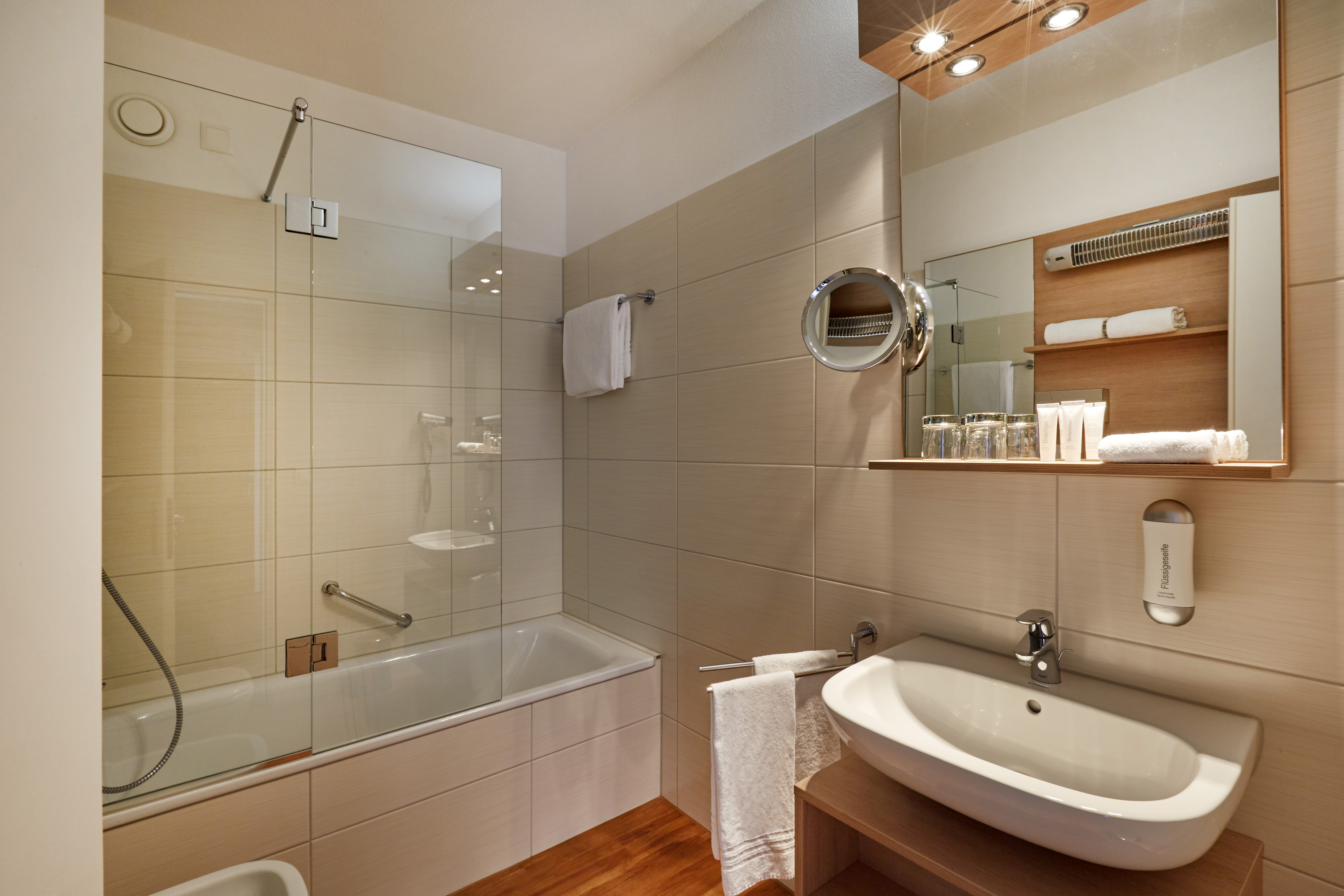 Guest room bath at the Hotel Arcadia Locarno, a Trademark Collection by Wyndham in Locarno, Other than US/Canada
