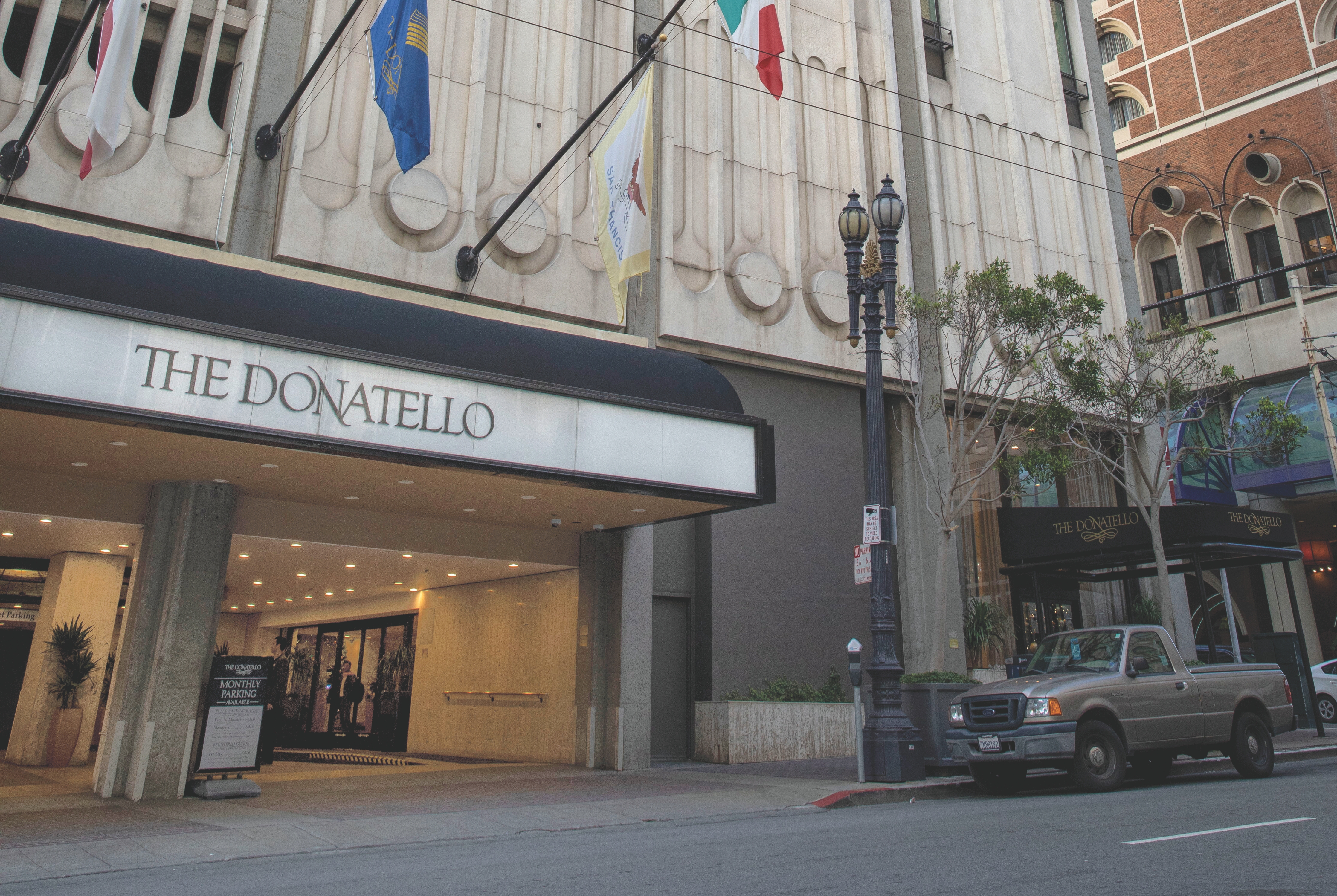 Exterior of The Donatello hotel in San Francisco, California