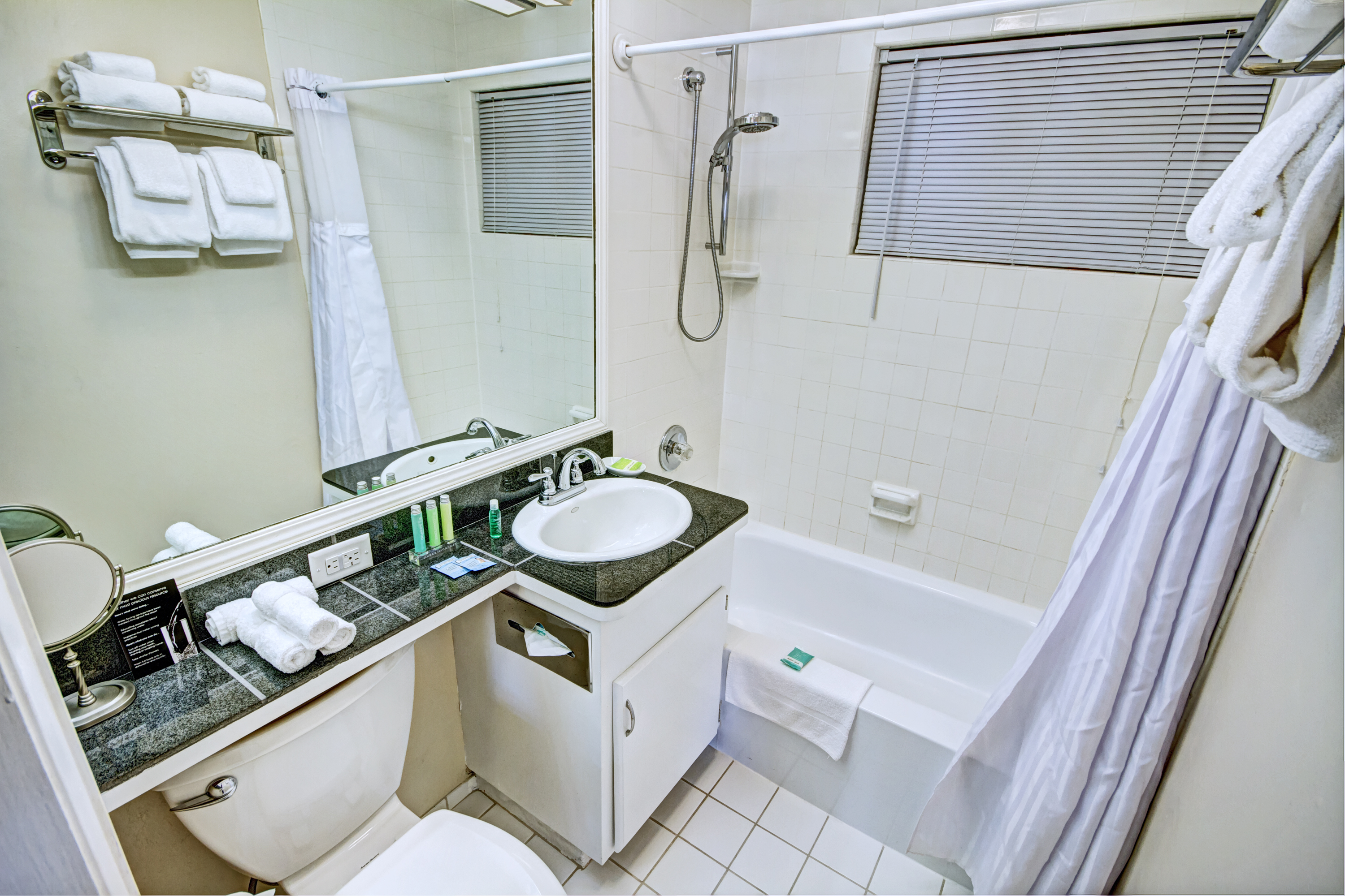Guest room bath at the Suites at Fisherman's Wharf in San Francisco, California