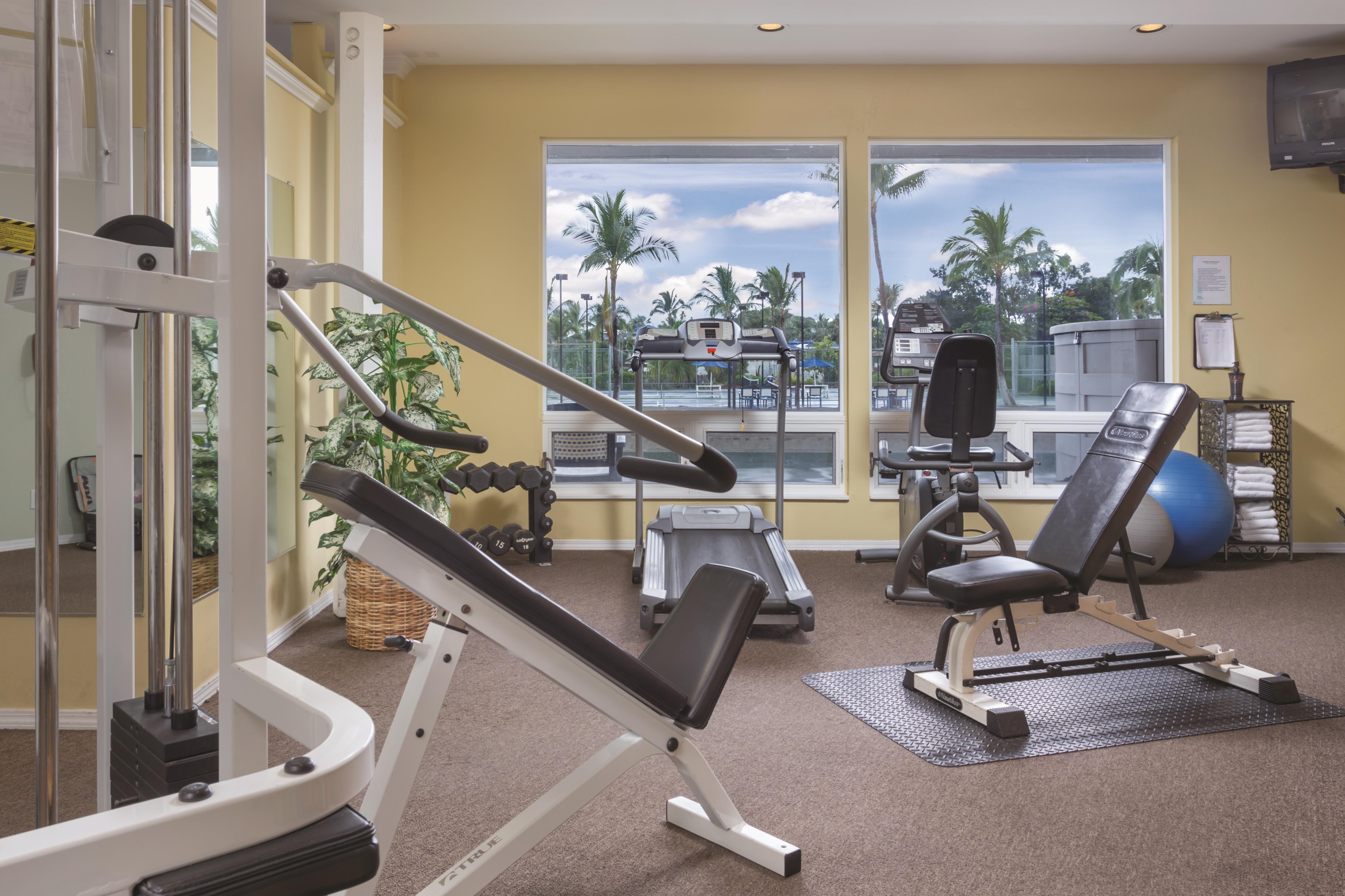 Fitness room at Shell Vacations Club Holua Resort at the Mauna Loa Village in Kailua Kona, Hawaii