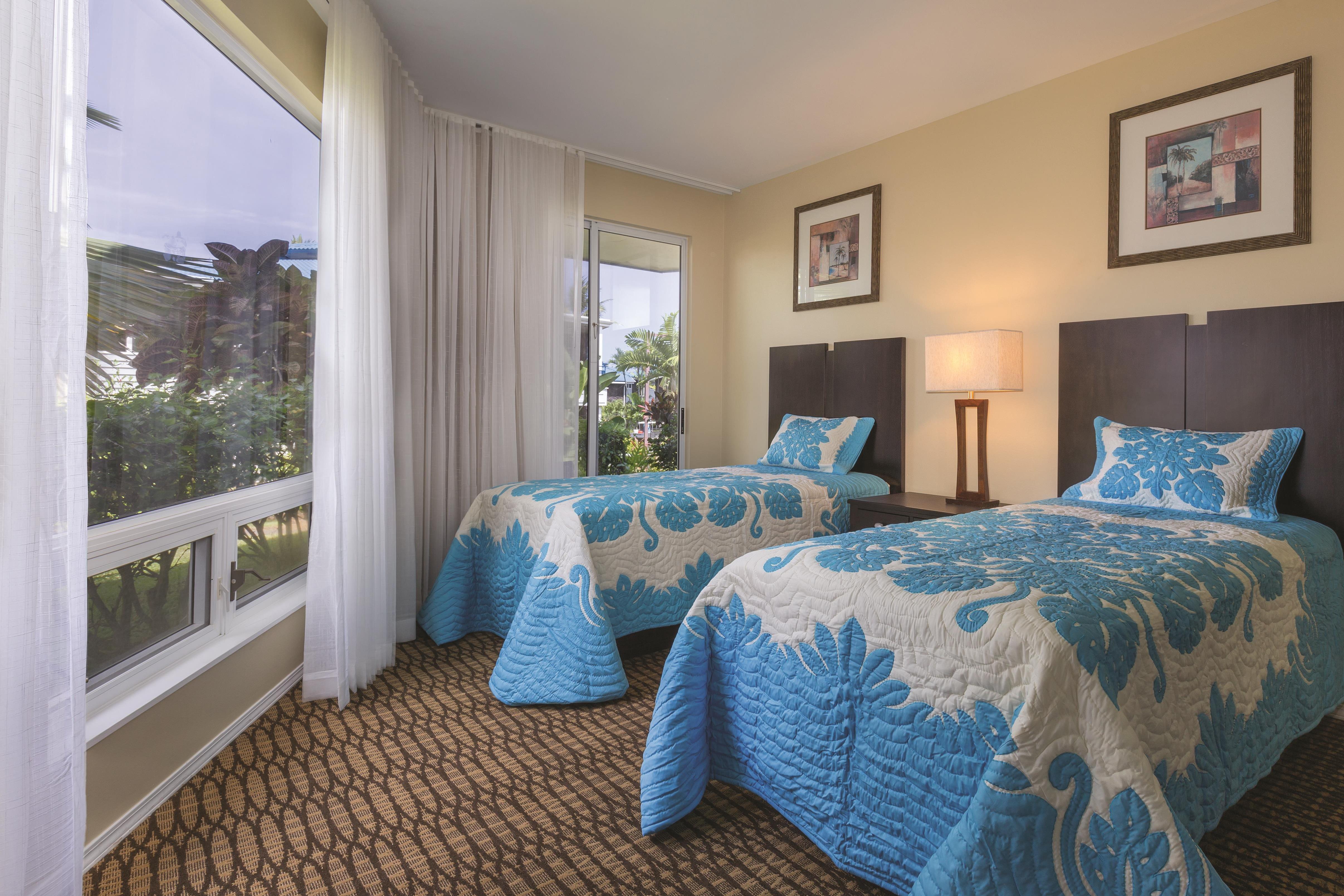 Guest room at the Shell Vacations Club Holua Resort at the Mauna Loa Village in Kailua Kona, Hawaii