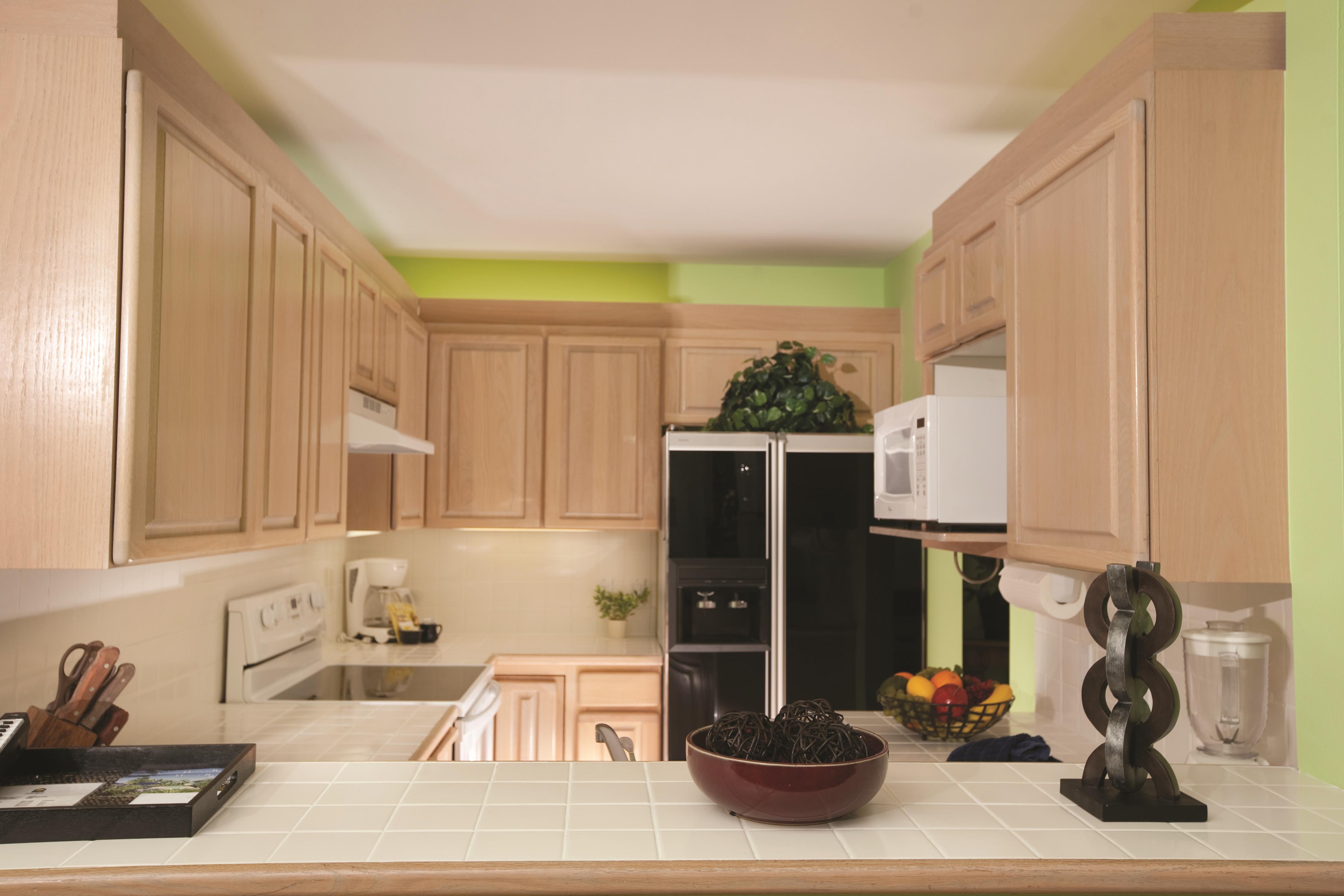 Guest room kitchen at Shell Vacations Club Holua Resort at the Mauna Loa Village in Kailua Kona, Hawaii