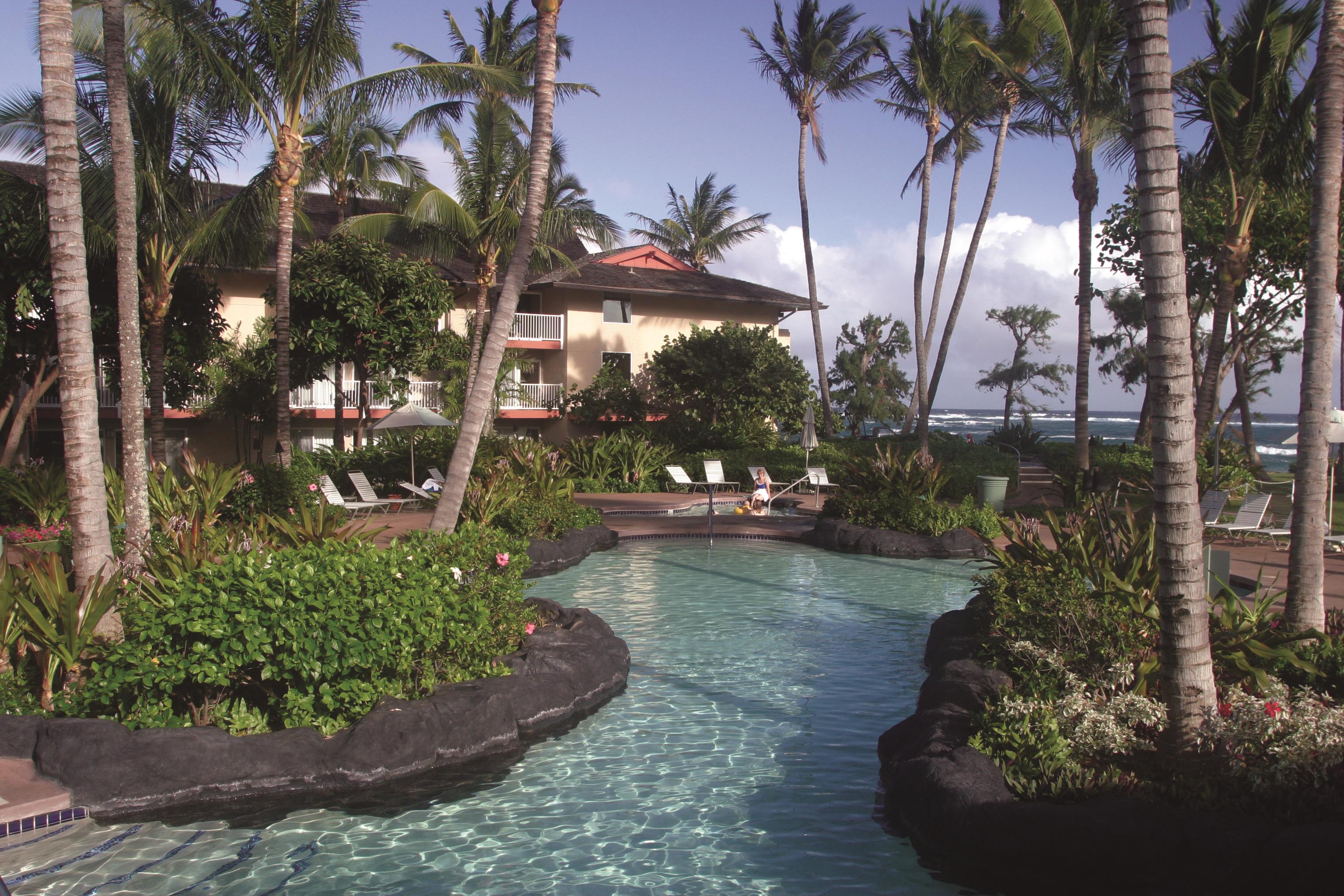 Exterior of Shell Vacations Club Kauai Coast Resort at the Beachboy hotel in Kapaa, Hawaii