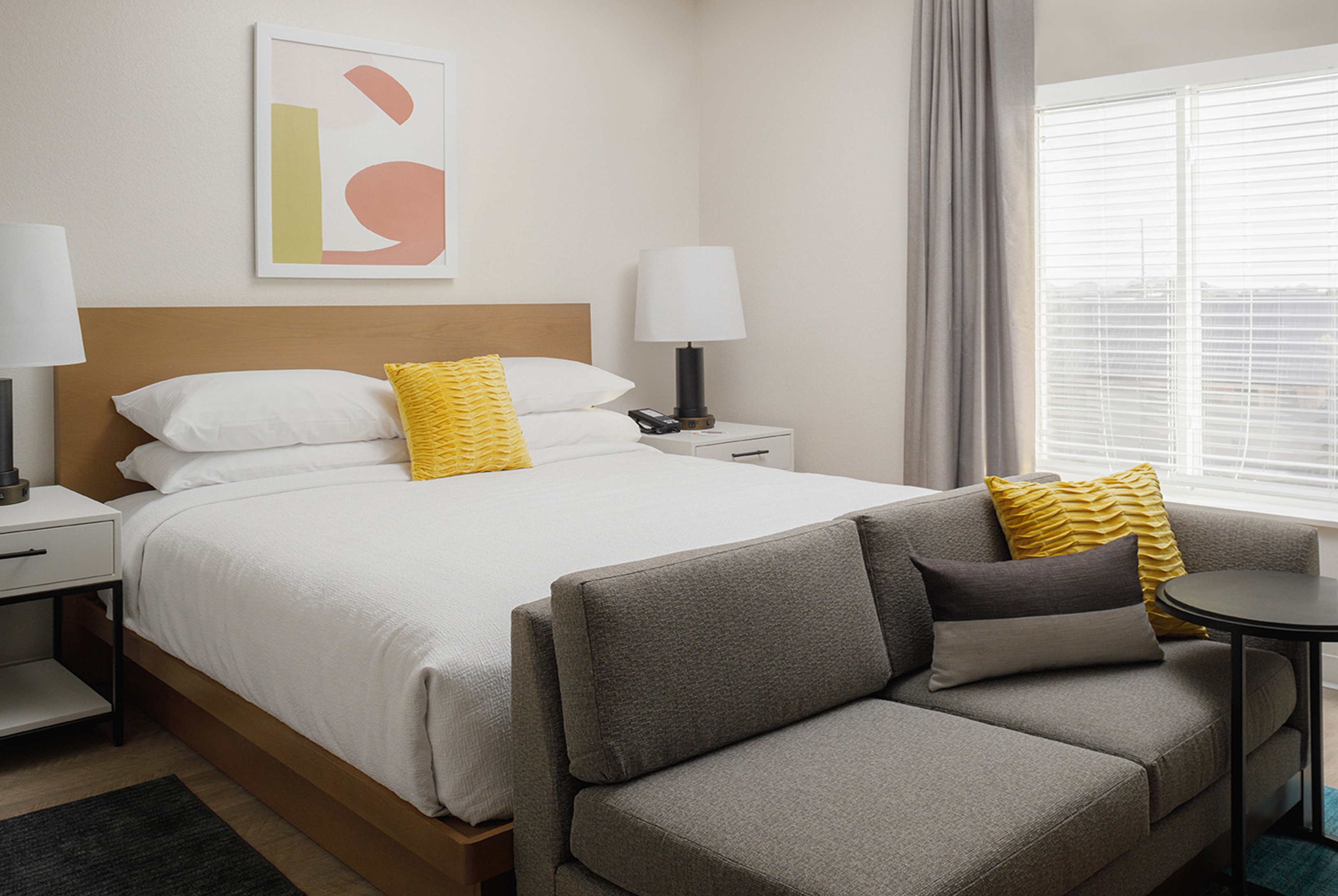 Guest room at the WaterWalk Extended Stay Huntsville in Huntsville, Alabama