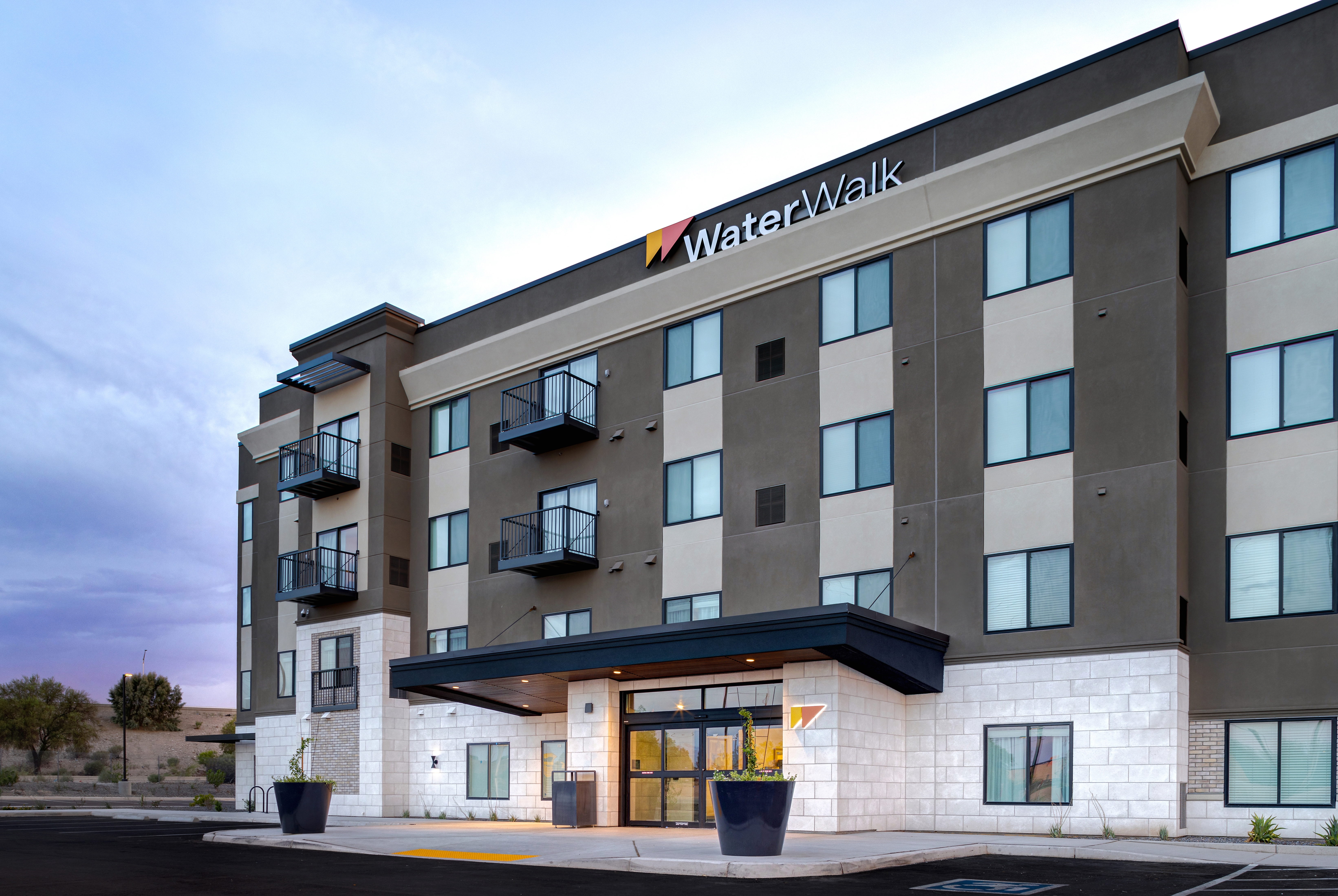 Exterior of WaterWalk Extended Stay Tucson hotel in Tucson, Arizona