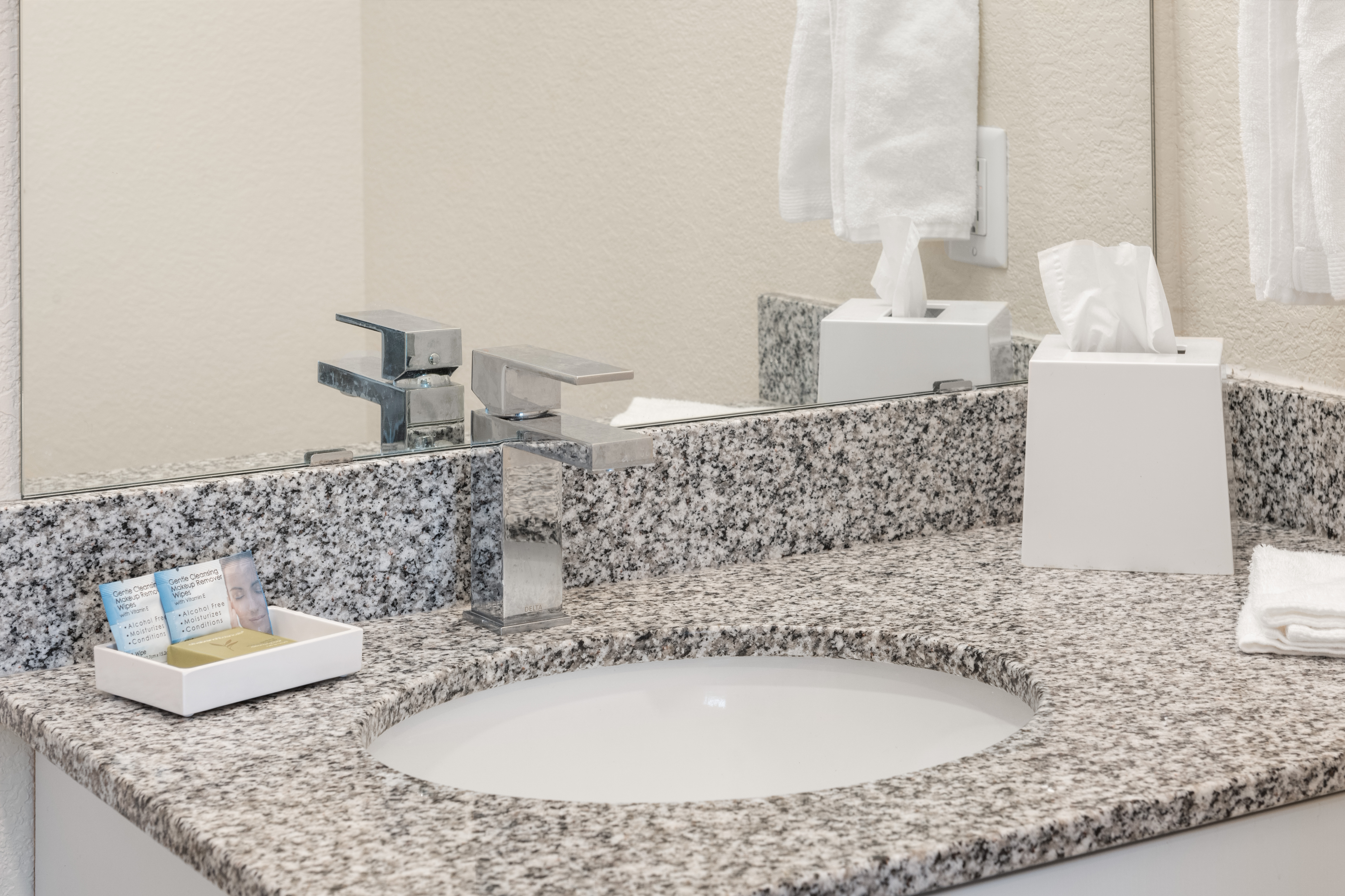 Guest room bath at the WaterWalk Extended Stay Minneapolis - Plymouth in Plymouth, Minnesota