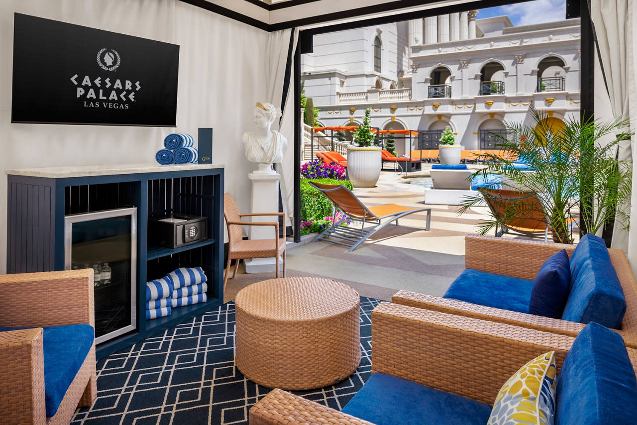 Cabanas by the pool at Caesars Palace in Las Vegas.  May 2025